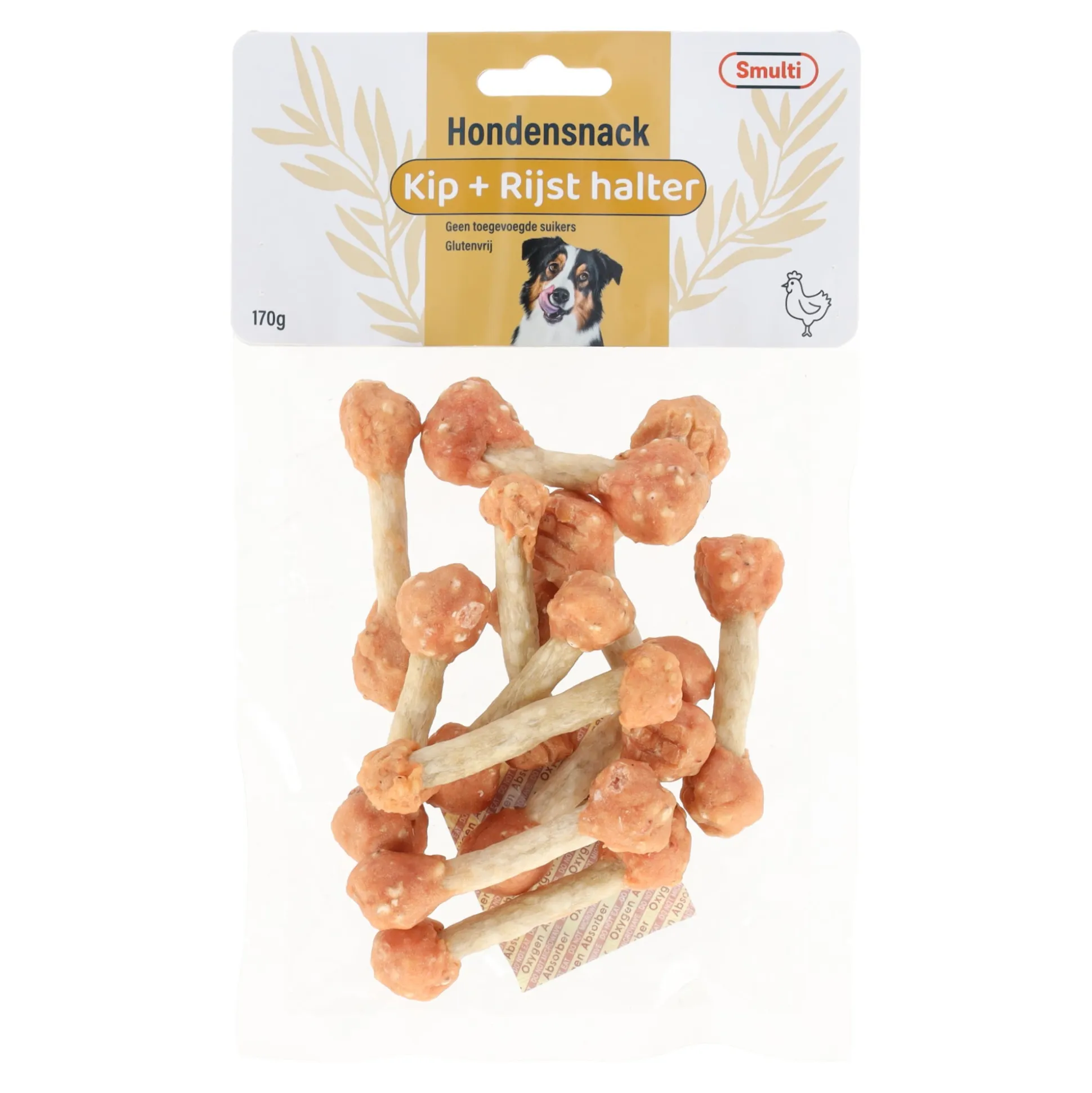 Hondensnack halter kip met rijst 170g