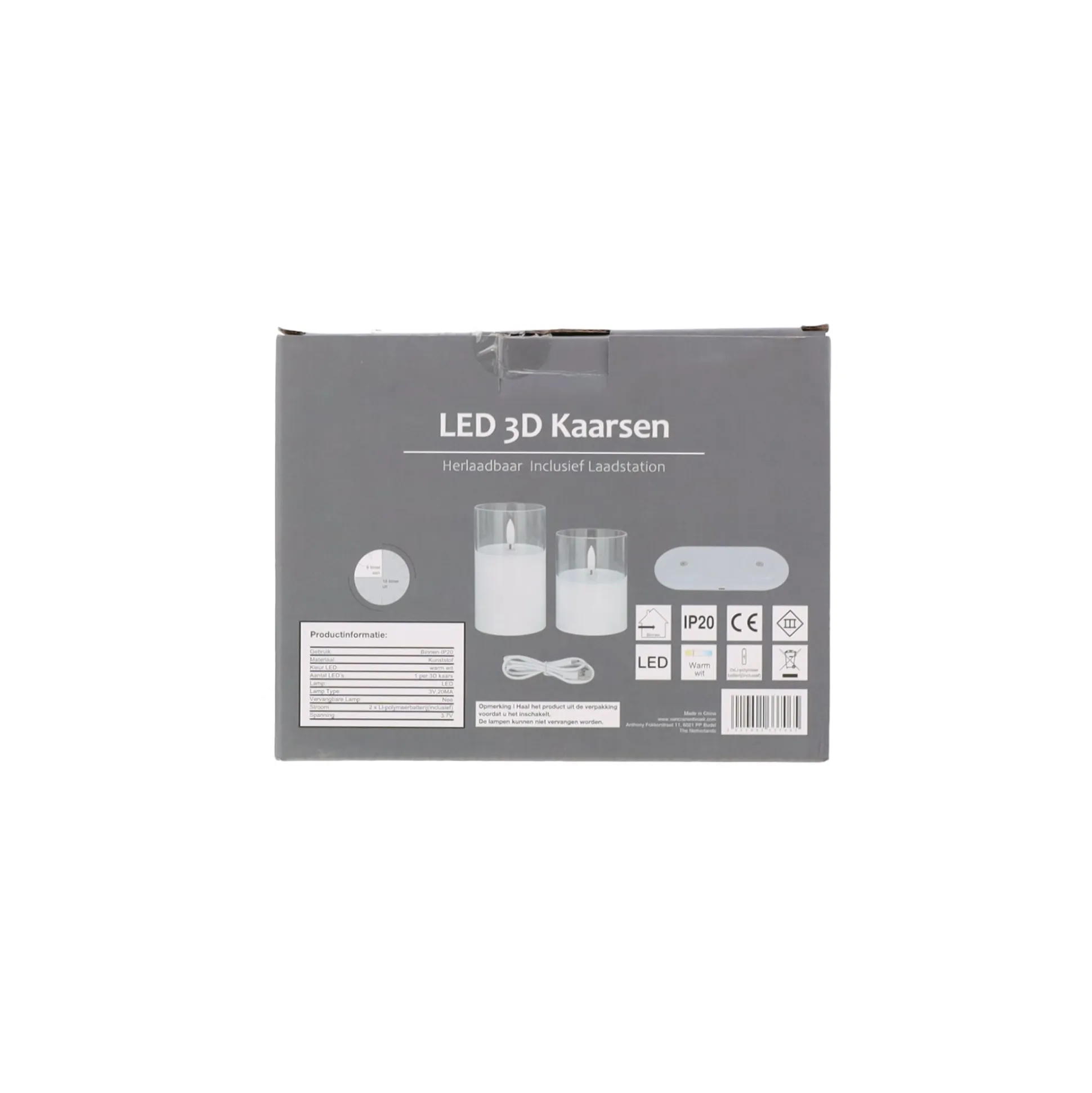 Kaars LED set 2 wit oplaadbaar
