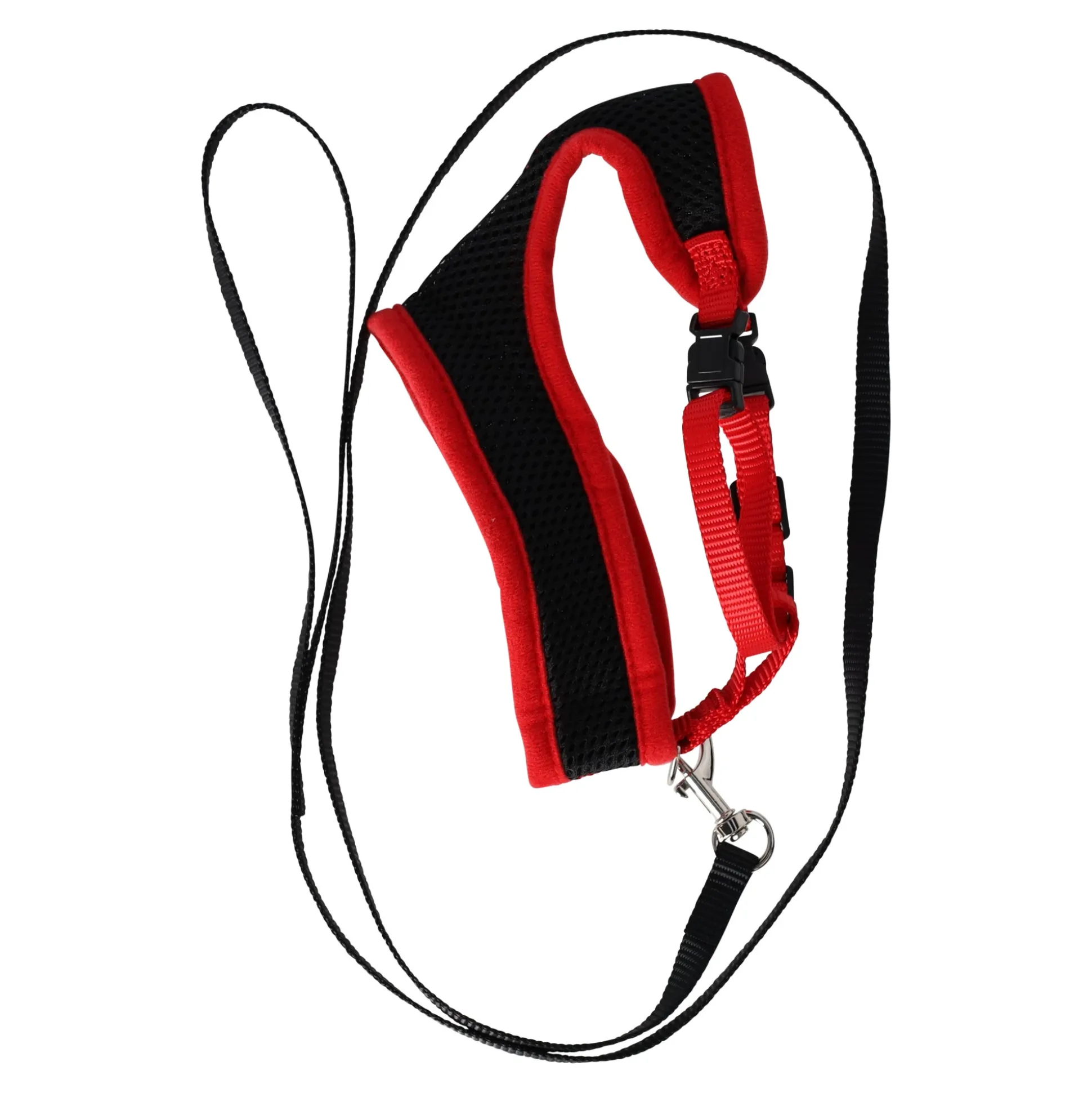 Kattentuig zwart/rood 10mmx110cm