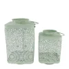 Lantaarn metaal groen 19x19x33