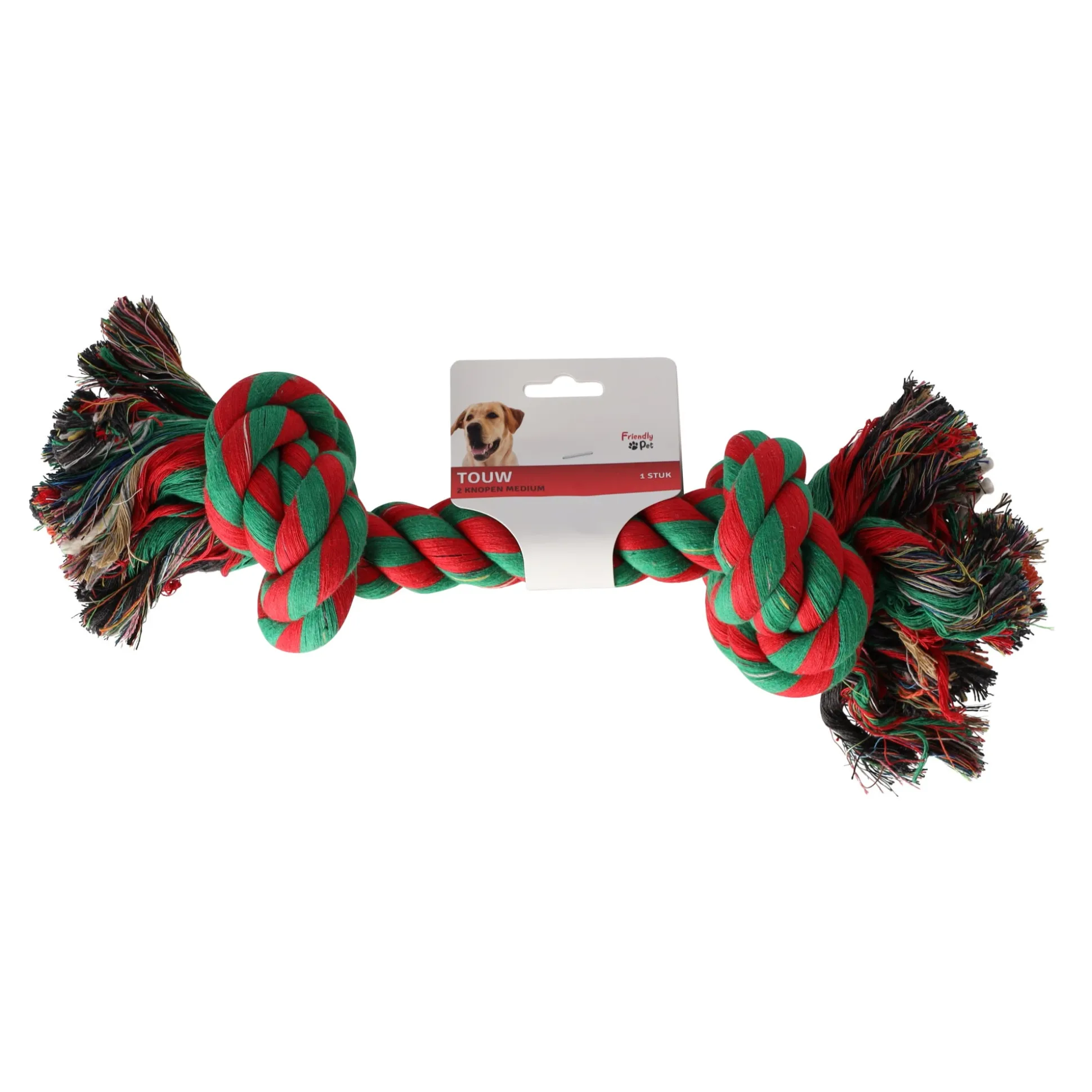 Touw hond kleur 2 knopen jumbo